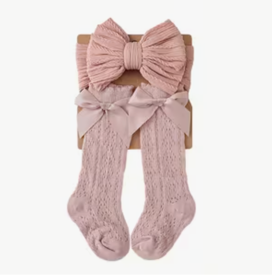 2 piece knee high socks and headband