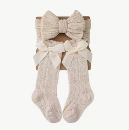 2 piece knee high socks and headband